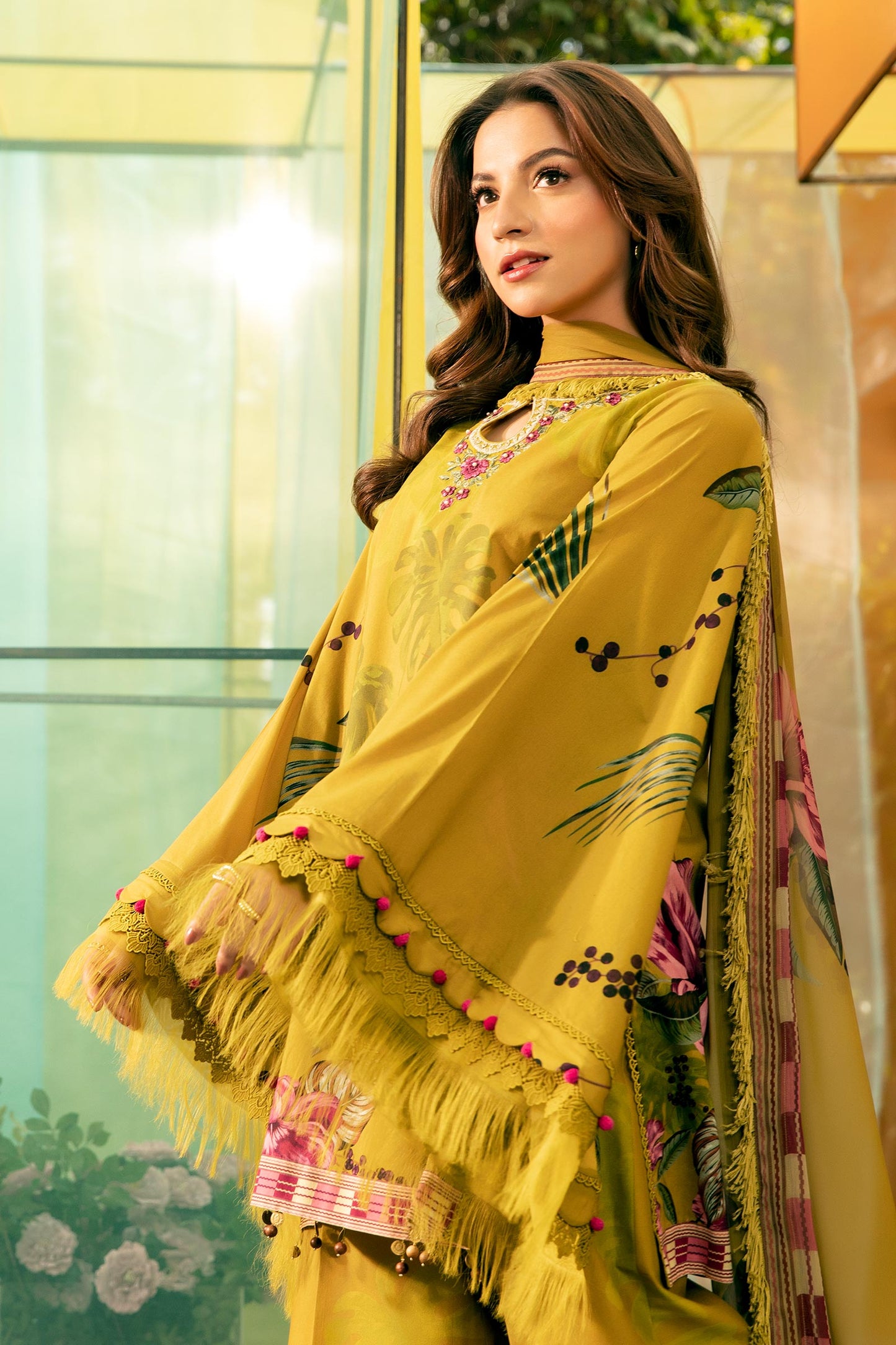 Maria B | M Basic Summer Lawn 25 | MB-CUS25-710A M Olive Green Lawn