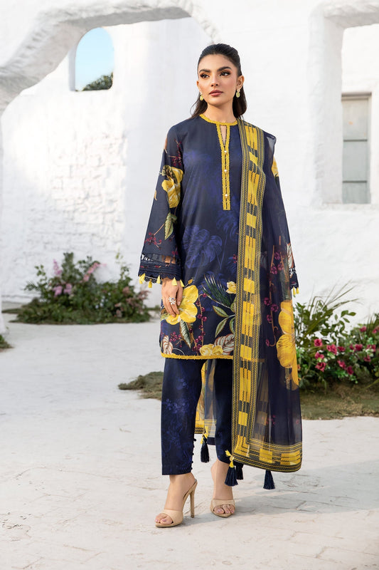 Maria B | M Basic Summer Lawn 25 | MB-CUS25-710B XS Dark Blue Lawn
