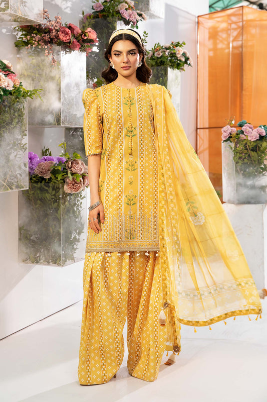 Maria B | M Basic Summer Lawn 25 | MB-CUS25-711A XS Yellow Slub Lawn