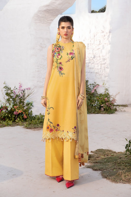 Maria B | M Basic Summer Lawn 25 | MB-CUS25-712A XS Yellow Slub Lawn