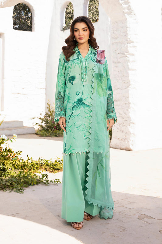 Maria B | M Basic Summer Lawn 25 | MB-CUS25-713A XS Mint Green Slub Lawn