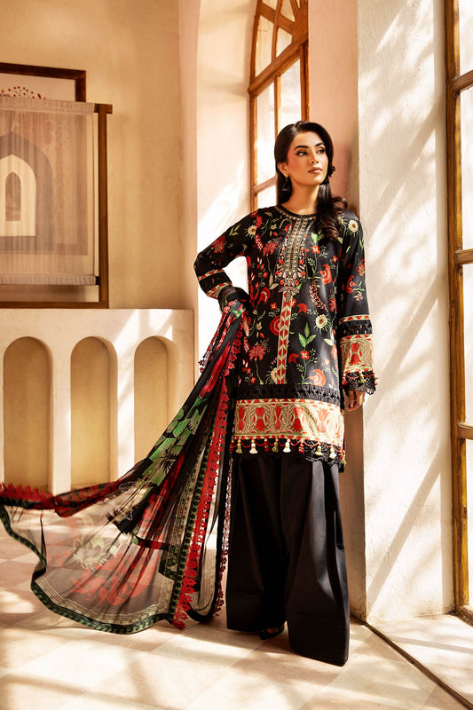 Maria B | Eid Basic Lawn | MB-CUS25-901A XS Black Lawn