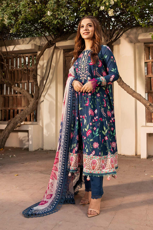 Maria B | Eid Basic Lawn | MB-CUS25-901B XS Dark Blue Lawn