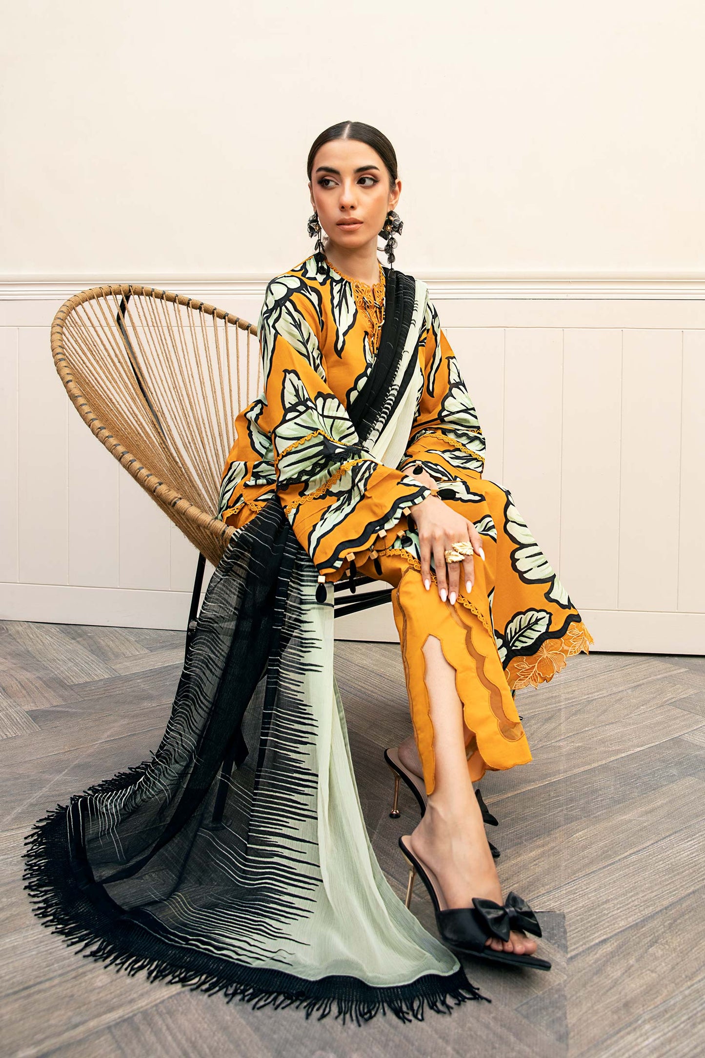 Maria B | Eid Basic Lawn | MB-CUS25-902A L Mustard Lawn