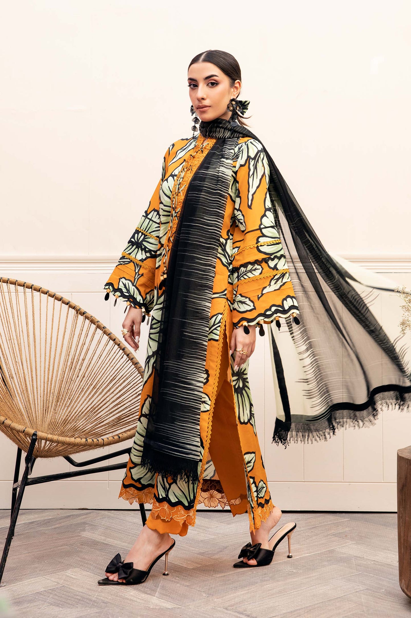 Maria B | Eid Basic Lawn | MB-CUS25-902A S Mustard Lawn
