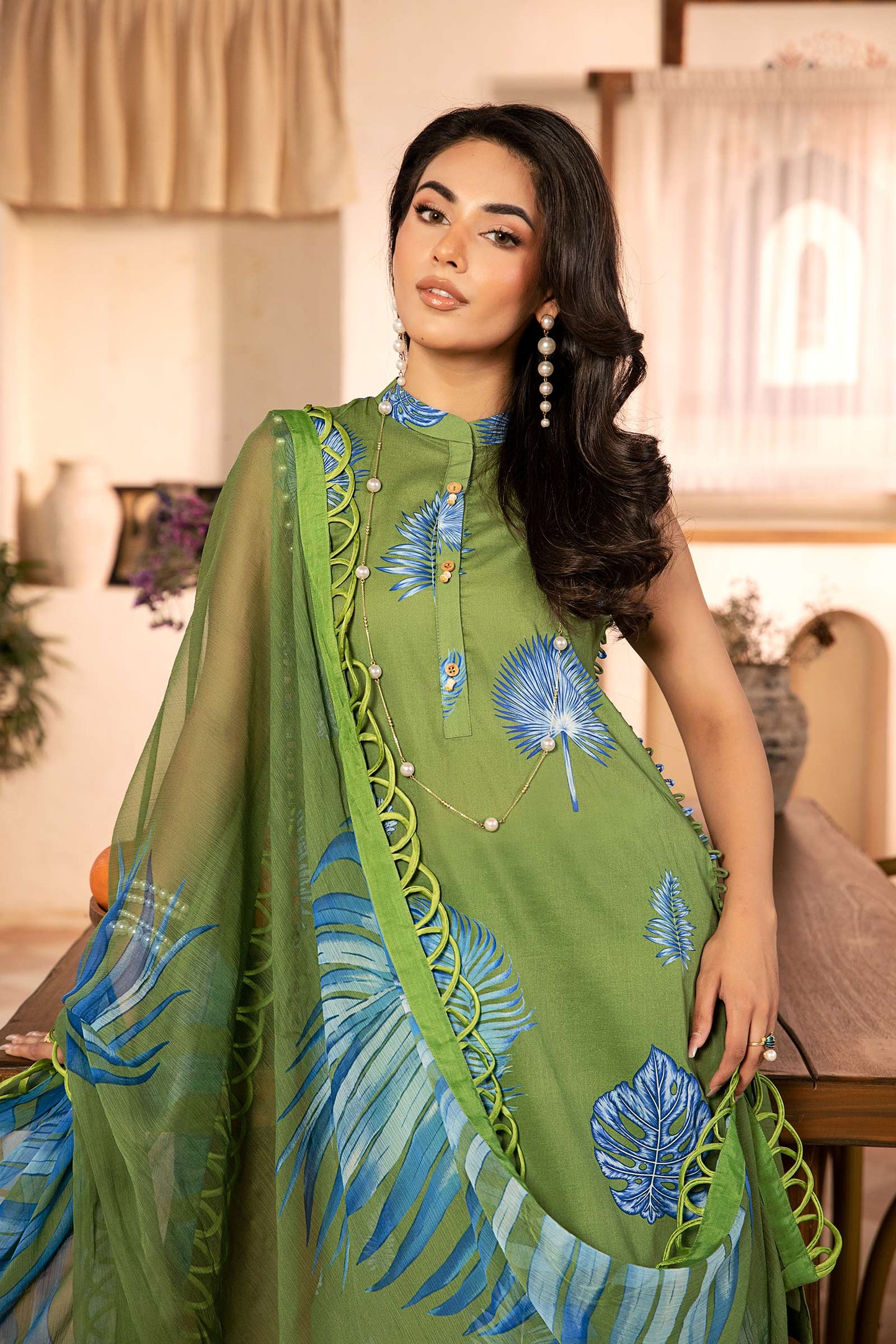 Maria B | Eid Basic Lawn | MB-CUS25-906A XL Pistachio Green Lawn