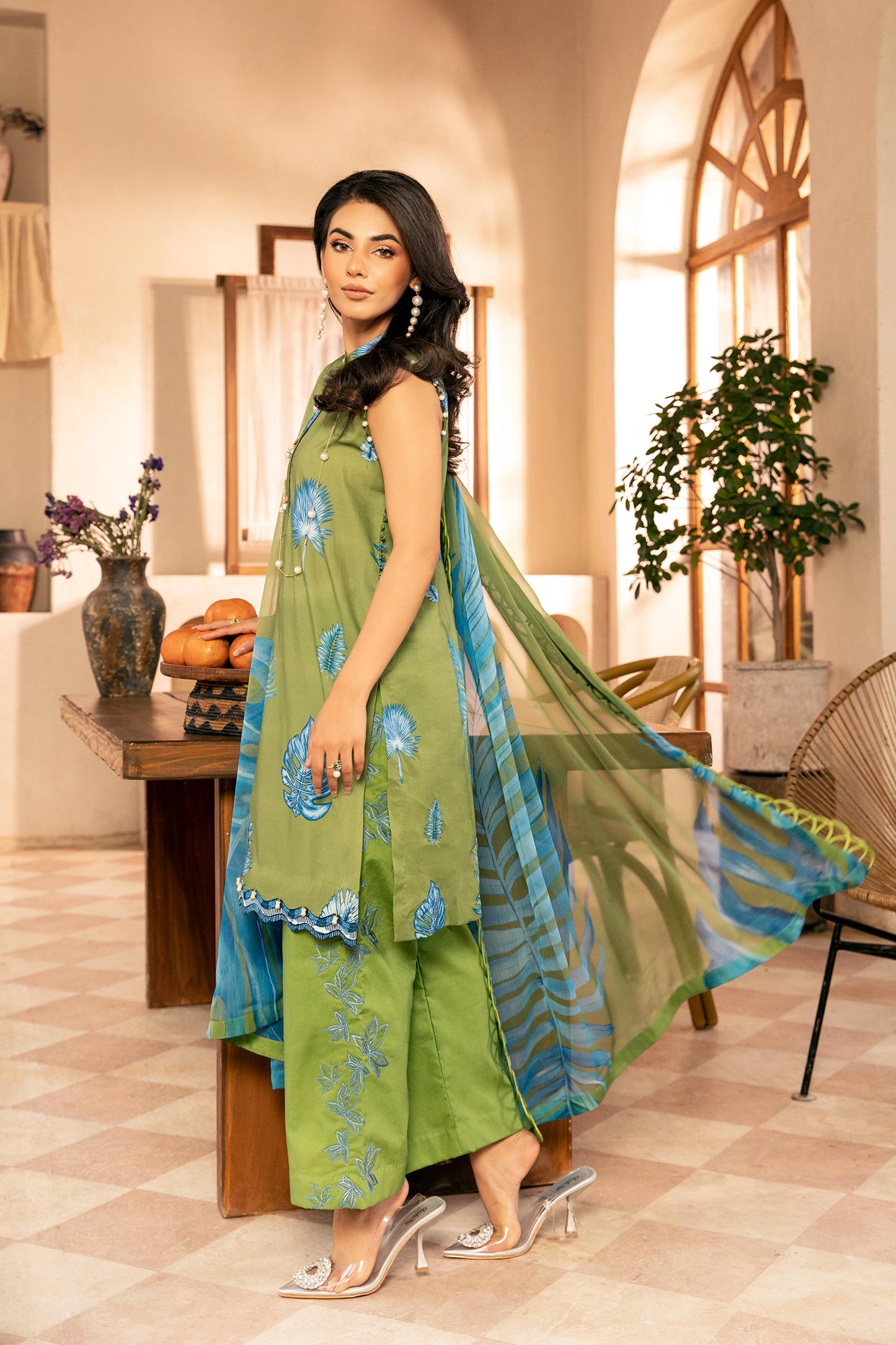 Maria B | Eid Basic Lawn | MB-CUS25-906A S Pistachio Green Lawn