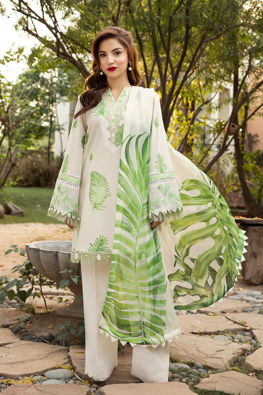 Maria B | Eid Basic Lawn | MB-CUS25-906B XS White Lawn