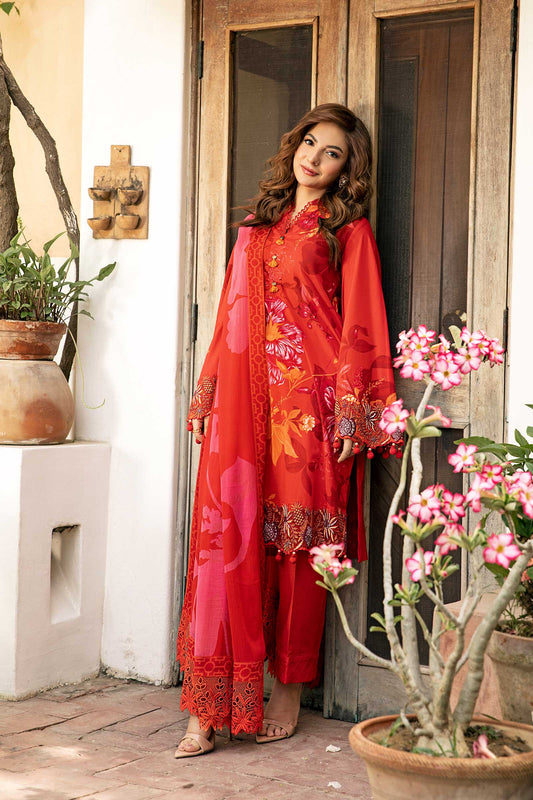 Maria B | Eid Basic Lawn | MB-CUS25-907A XS Red Lawn
