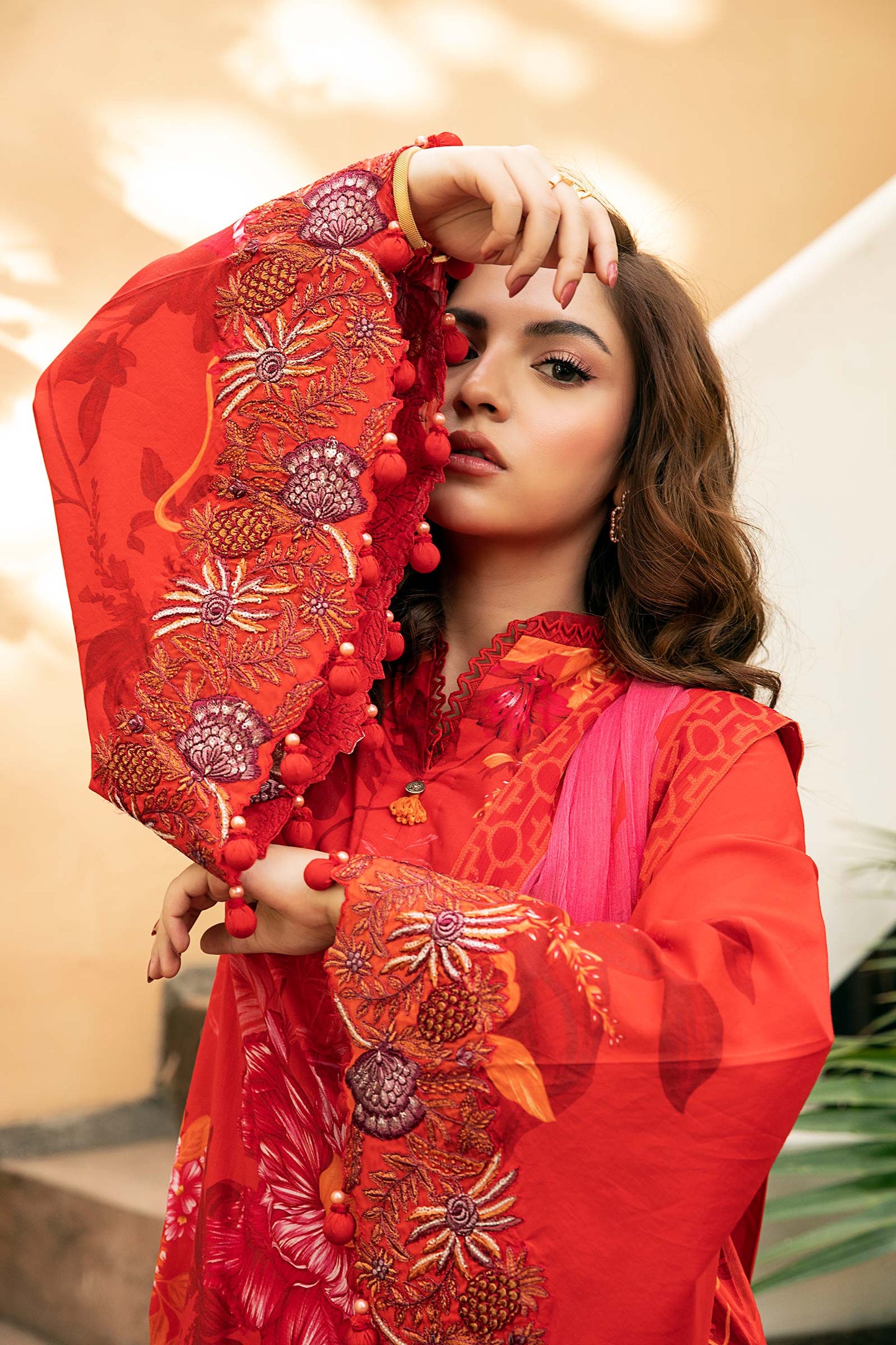 Maria B | Eid Basic Lawn | MB-CUS25-907A M Red Lawn