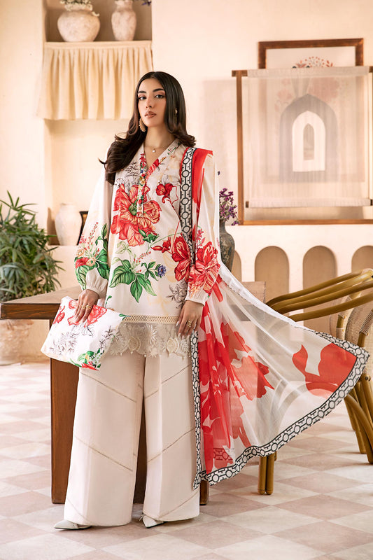 Maria B | Eid Basic Lawn | MB-CUS25-907B XS Off White Lawn