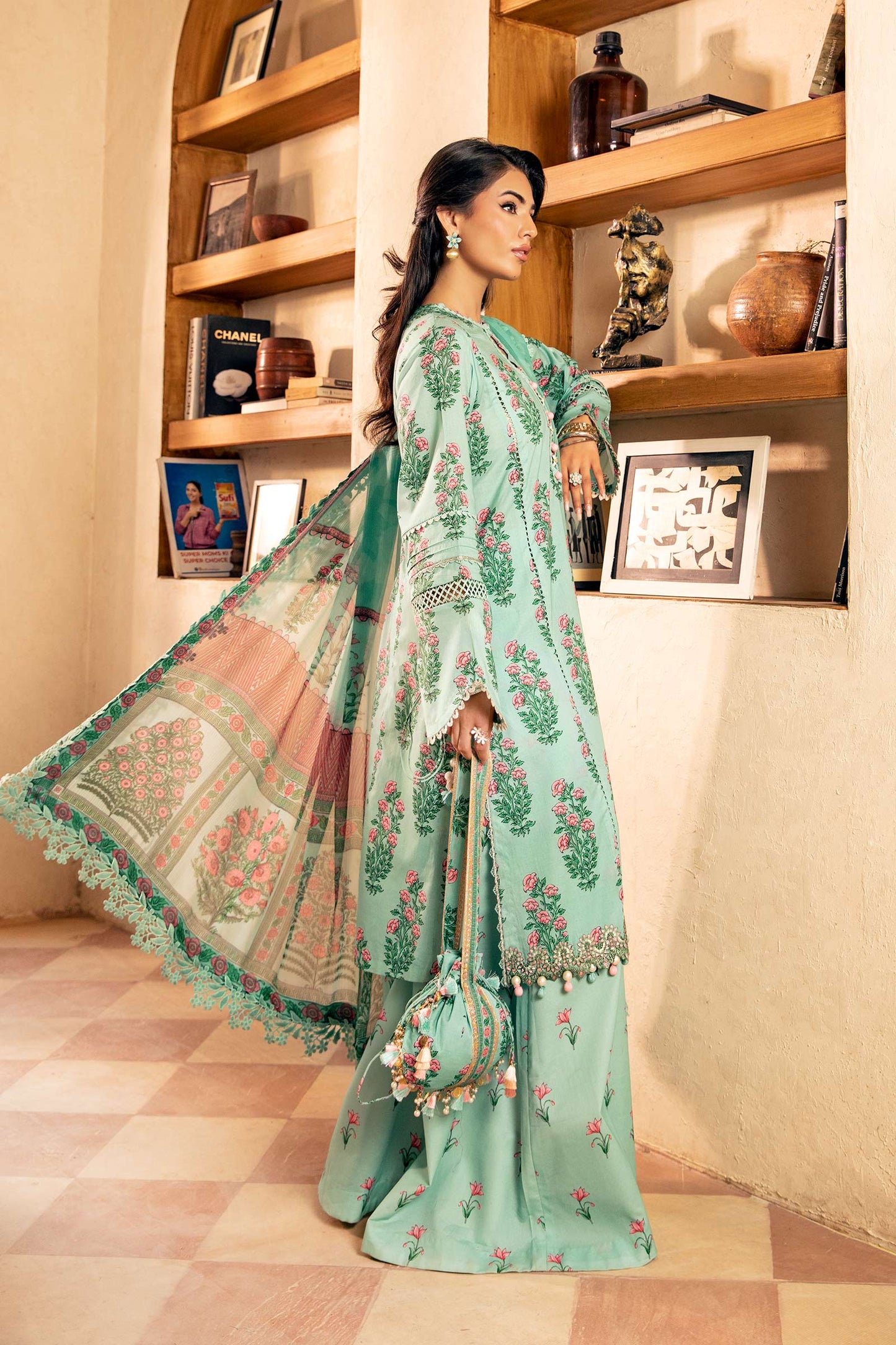Maria B | Eid Basic Lawn | MB-CUS25-908B S Mint Green Lawn