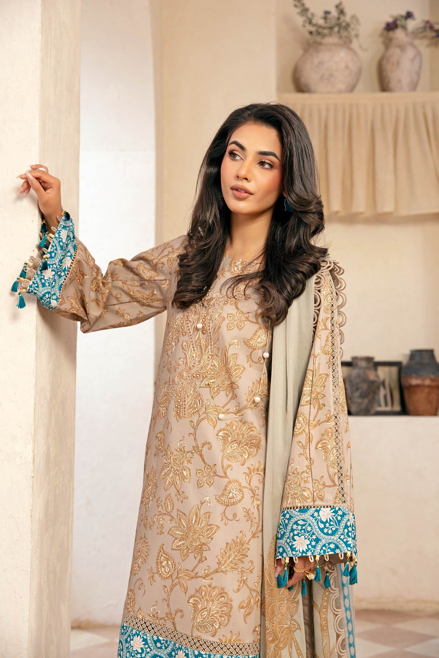 Maria B | Eid Basic Lawn | MB-CUS25-909B M Beige Lawn