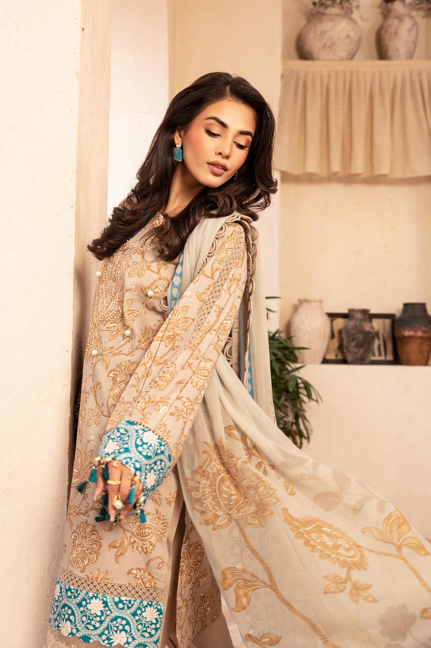 Maria B | Eid Basic Lawn | MB-CUS25-909B XL Beige Lawn