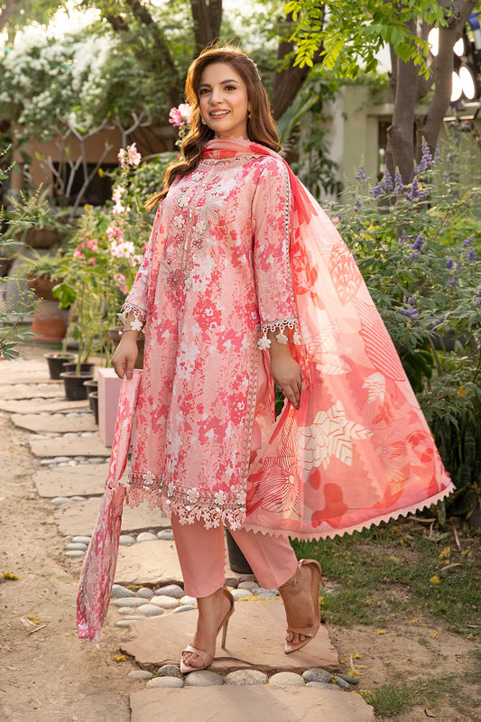 Maria B | Eid Basic Lawn | MB-CUS25-910B XS Pink Lawn
