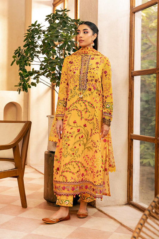 Maria B | Eid Basic Lawn | MB-CUS25-912A XS Mustard Yellow Lawn