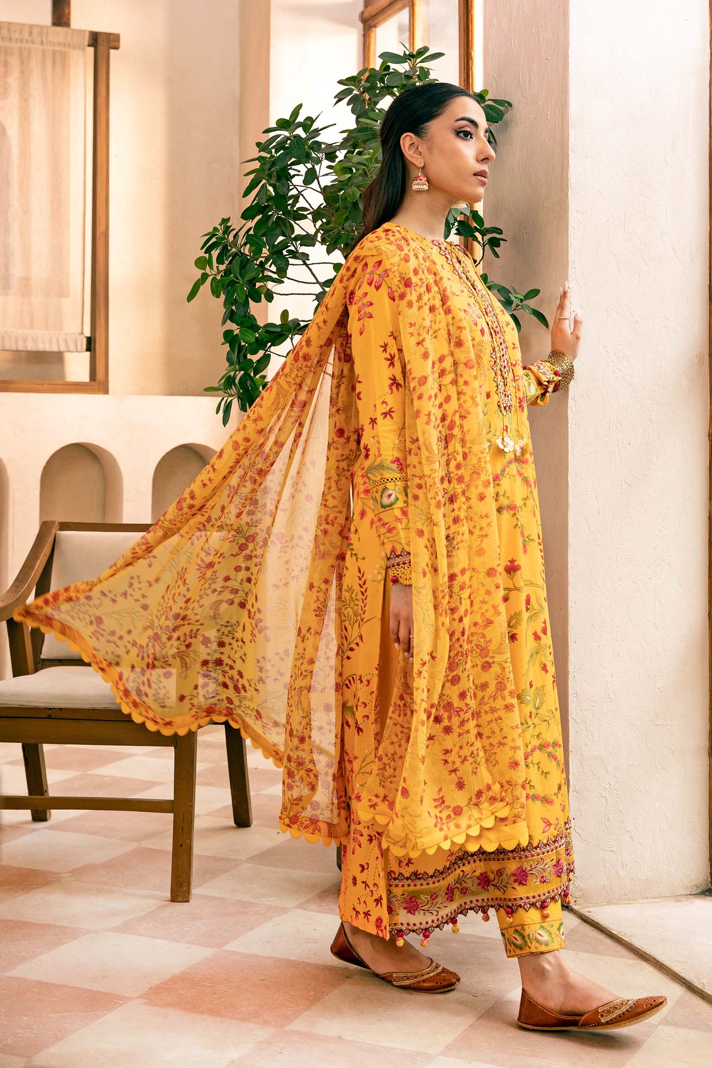 Maria B | Eid Basic Lawn | MB-CUS25-912A S Mustard Yellow Lawn