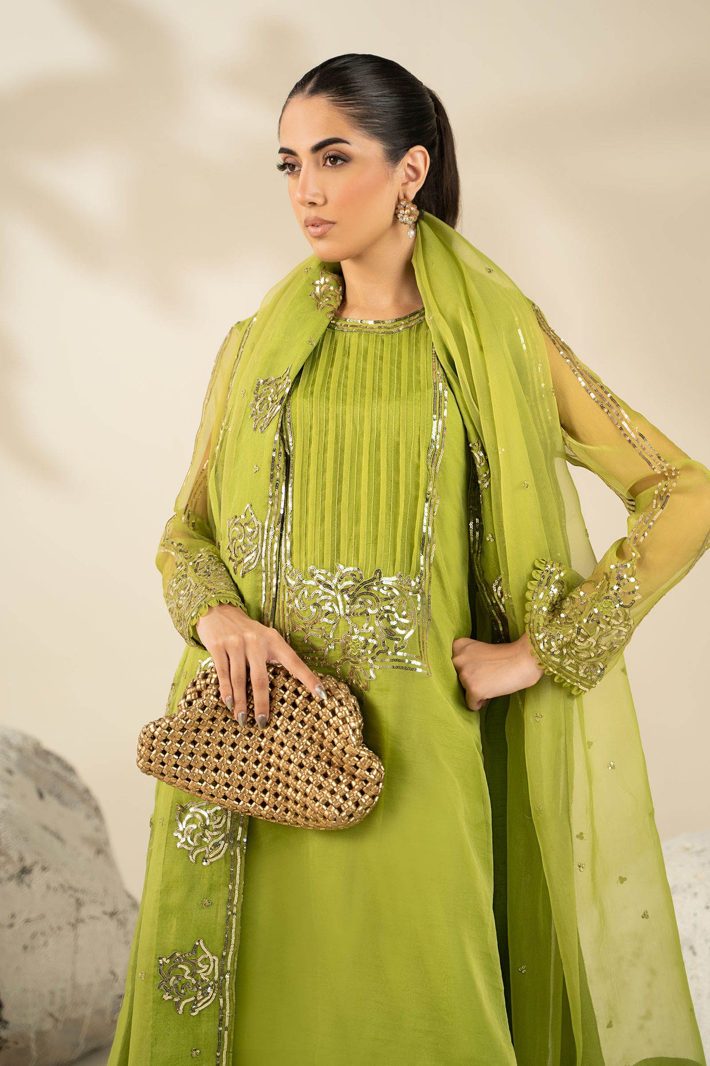 Maria B | Pre fall Dresses | MBS-W25-10 G - Pakistani Designer Dress - by Maria B - Type : Ladies Clothes - 100% Original at Saira Sultan