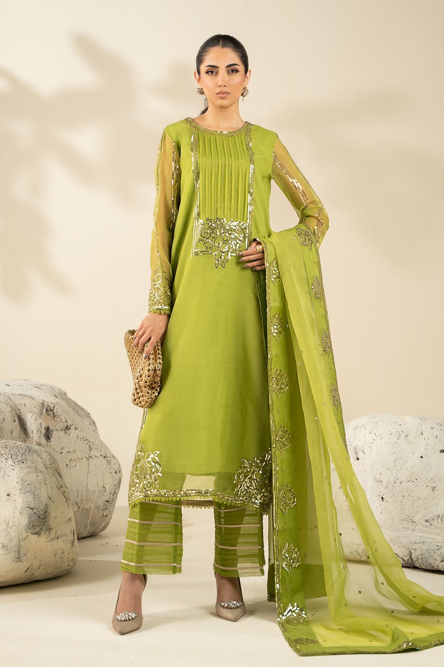 Maria B | Pre fall Dresses | MBS-W25-10 G - Pakistani Designer Dress - by Maria B - Type : Ladies Clothes - 100% Original at Saira Sultan