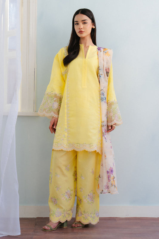 Zara Shahjahan | Coco Lawn 25 | MEADOW-8A XS Yellow Jacquard