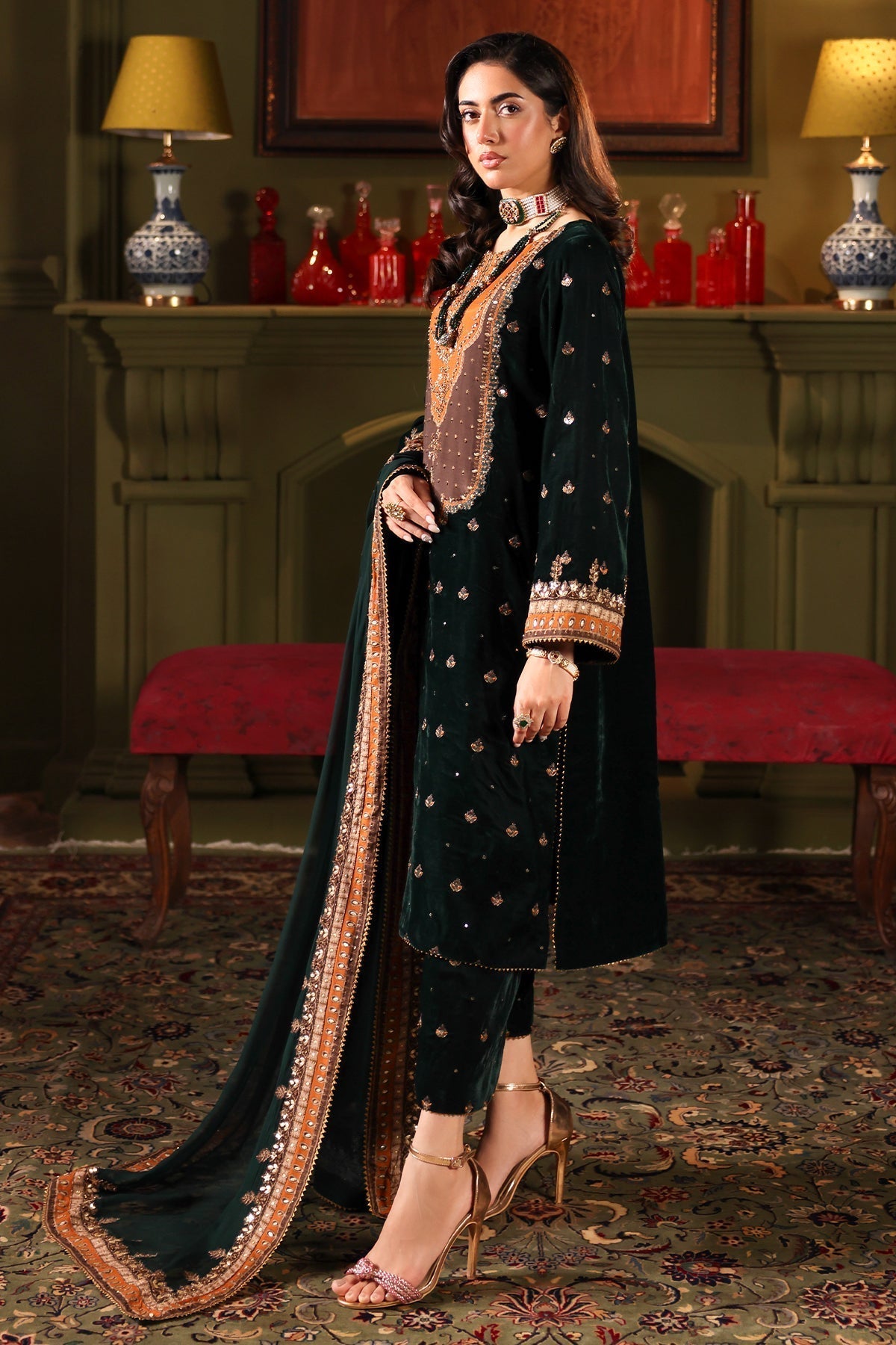 Charizma | Signora Velvet | VELVET CVT4-10 XL Bottle Green Velvet