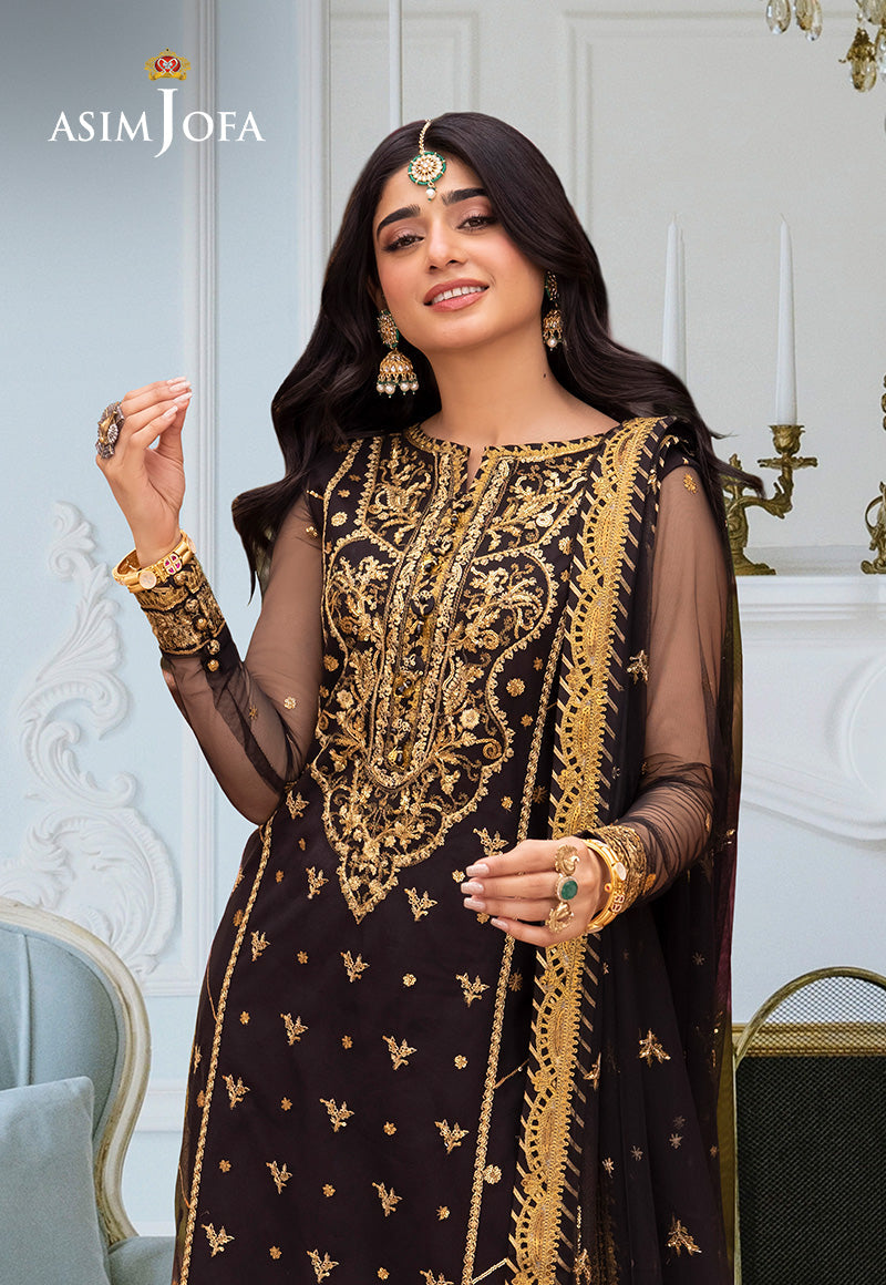 Asim Jofa | festive luxe | AJEM-04 L Black Net