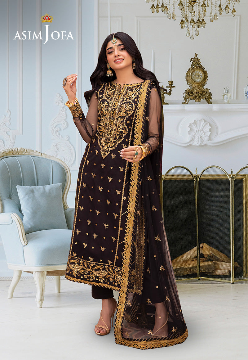 Asim Jofa | festive luxe | AJEM-04 XS Black Net