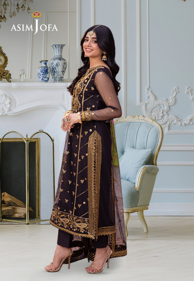 Asim Jofa | festive luxe | AJEM-04 S Black Net