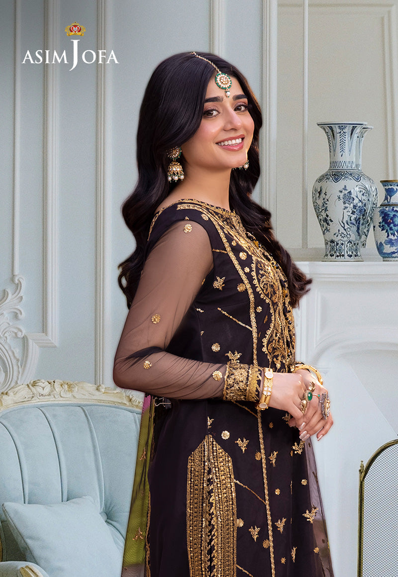 Asim Jofa | festive luxe | AJEM-04 XL Black Net