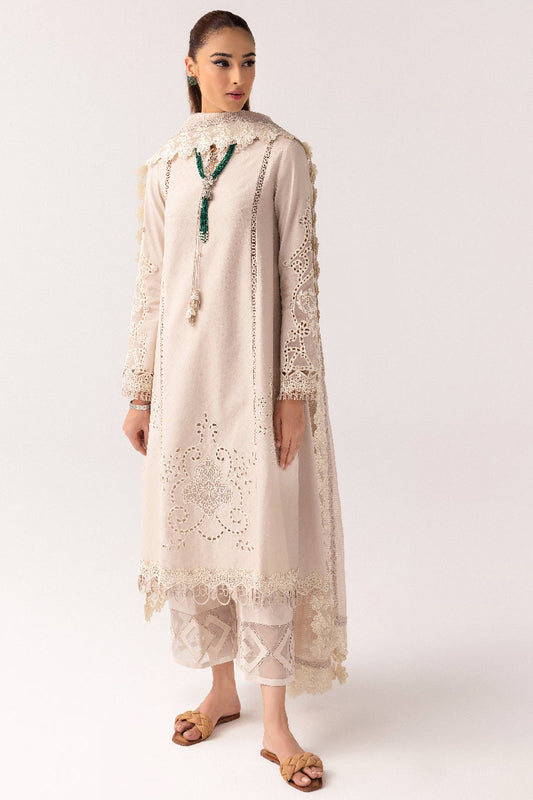 Qalamkar | Basic Pret 25 | KT-03 Naire XS Off White Jacquard Weaved Lawn