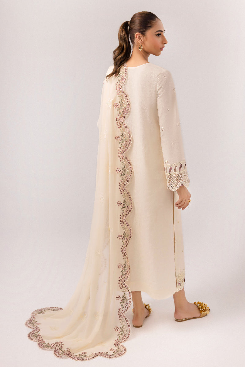 Qalamkar | Basic Pret 25 | KT-01 Lverah S Ivory Jacquard Weaved Lawn