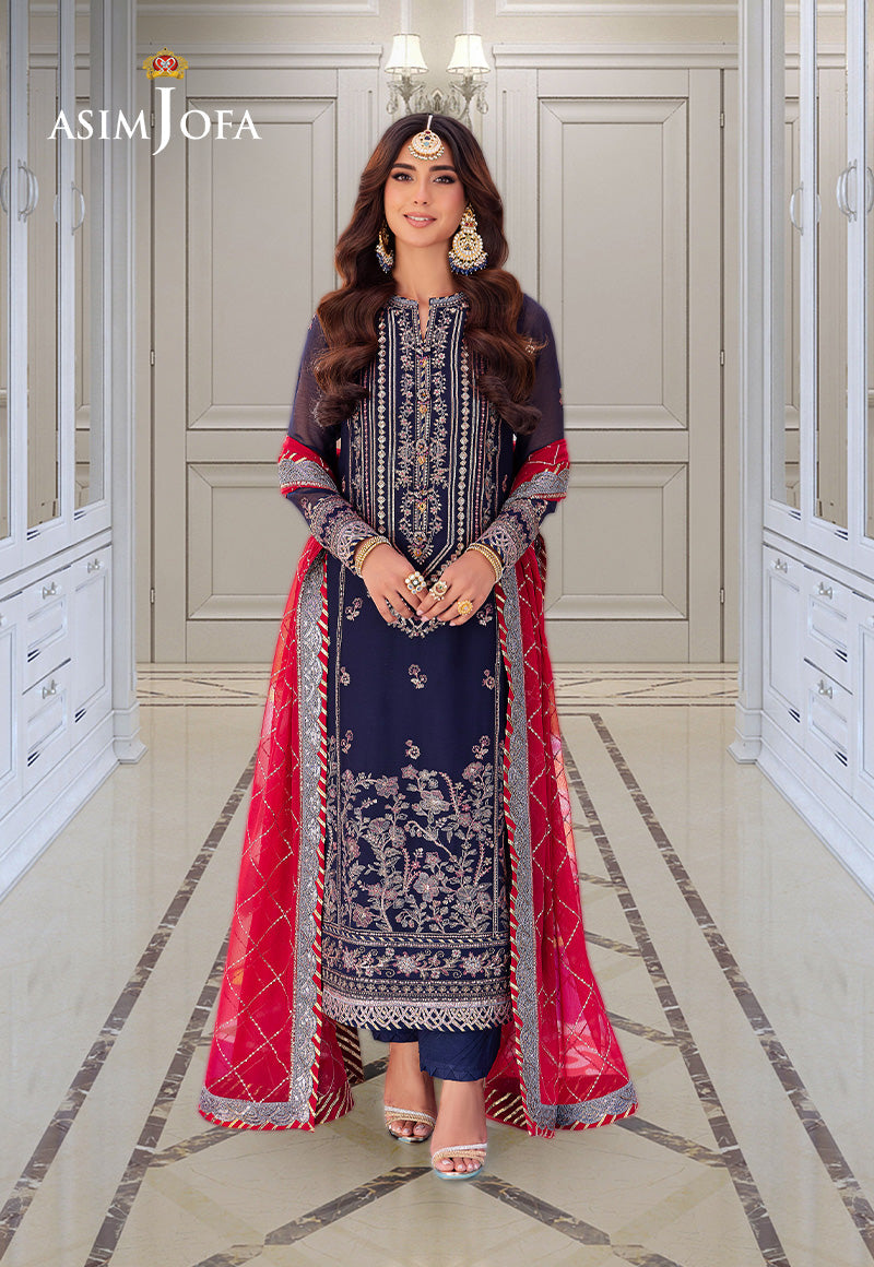 Asim Jofa | festive luxe | AJMJ-07 XS Navy Blue Chiffon