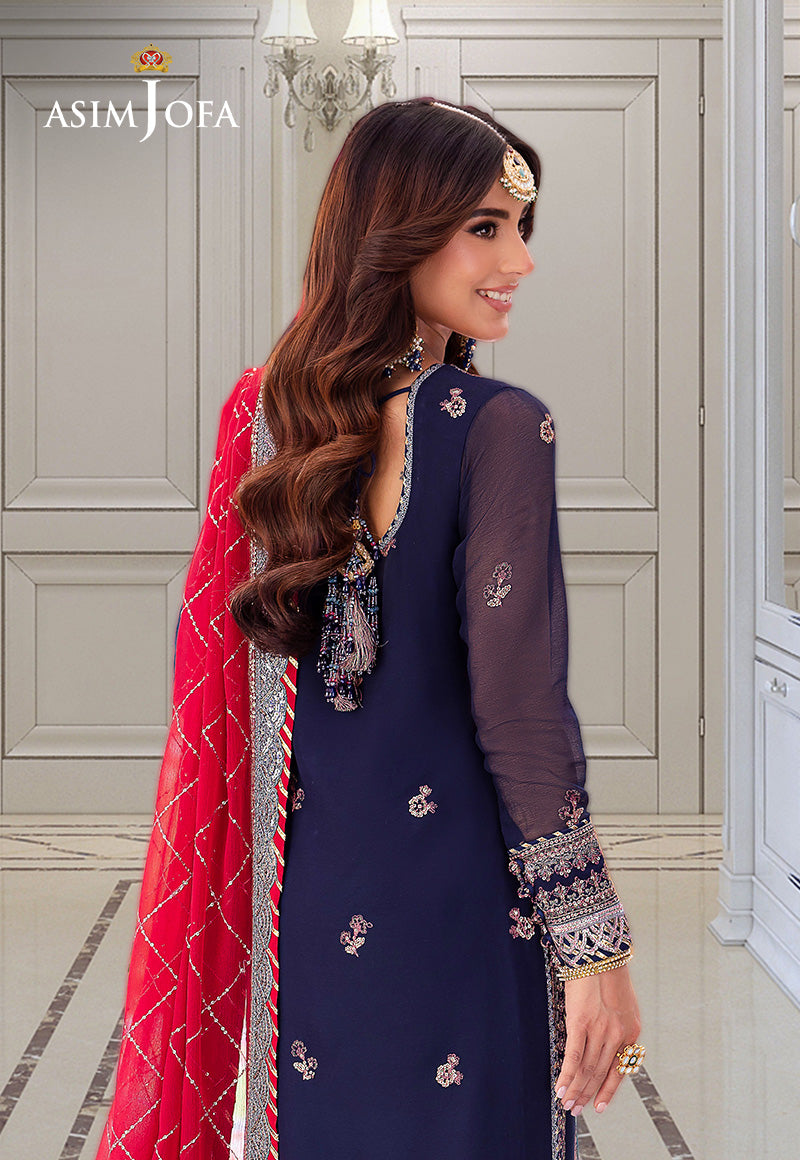 Asim Jofa | festive luxe | AJMJ-07 XL Navy Blue Chiffon