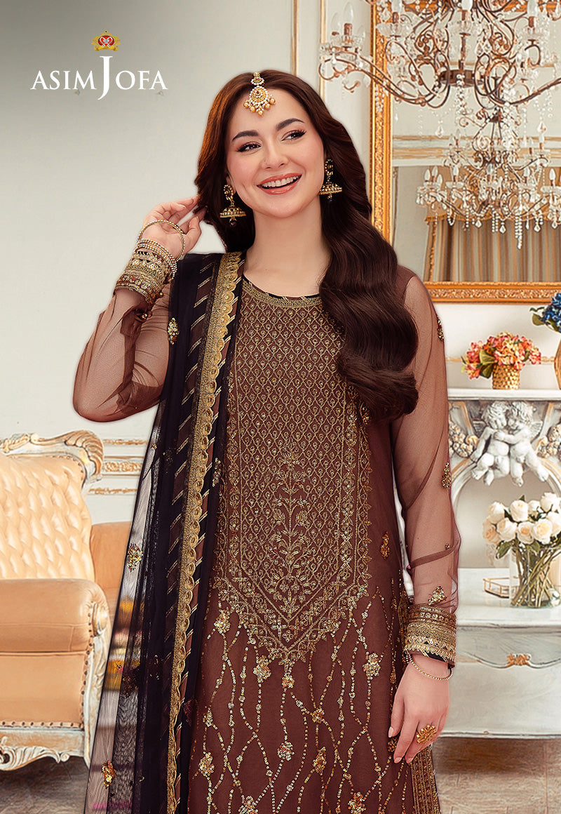 Asim Jofa | festive luxe | AJMJ-24 L Brown Net