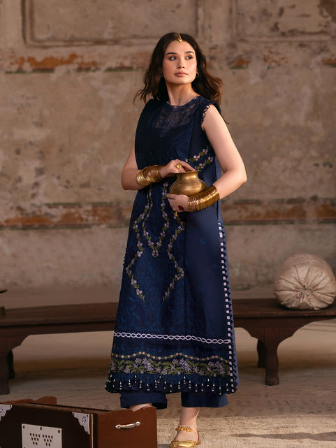 Parishay | Matsani Luxury Lawn 25 | MI - 05 XS Navy Blue Lawn