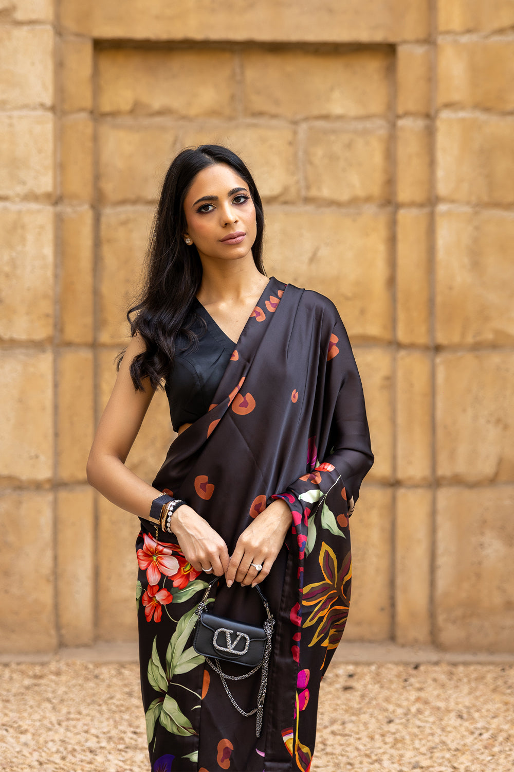 Saira Rizwan | Resort Collection 25 | VIOLA-SRRC06-25 XL Black Charmeuse Silk