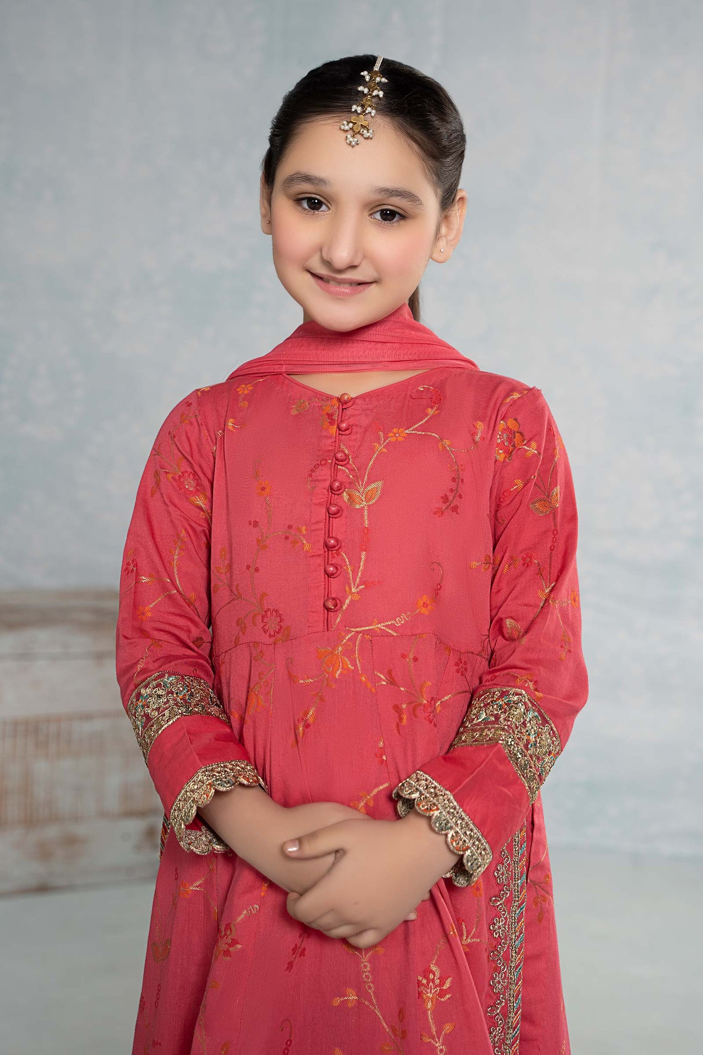 Maria B | 3 Piece Embroidered Jacquard Broshiasuit | MKD-EF24-23 8-Jun Pink