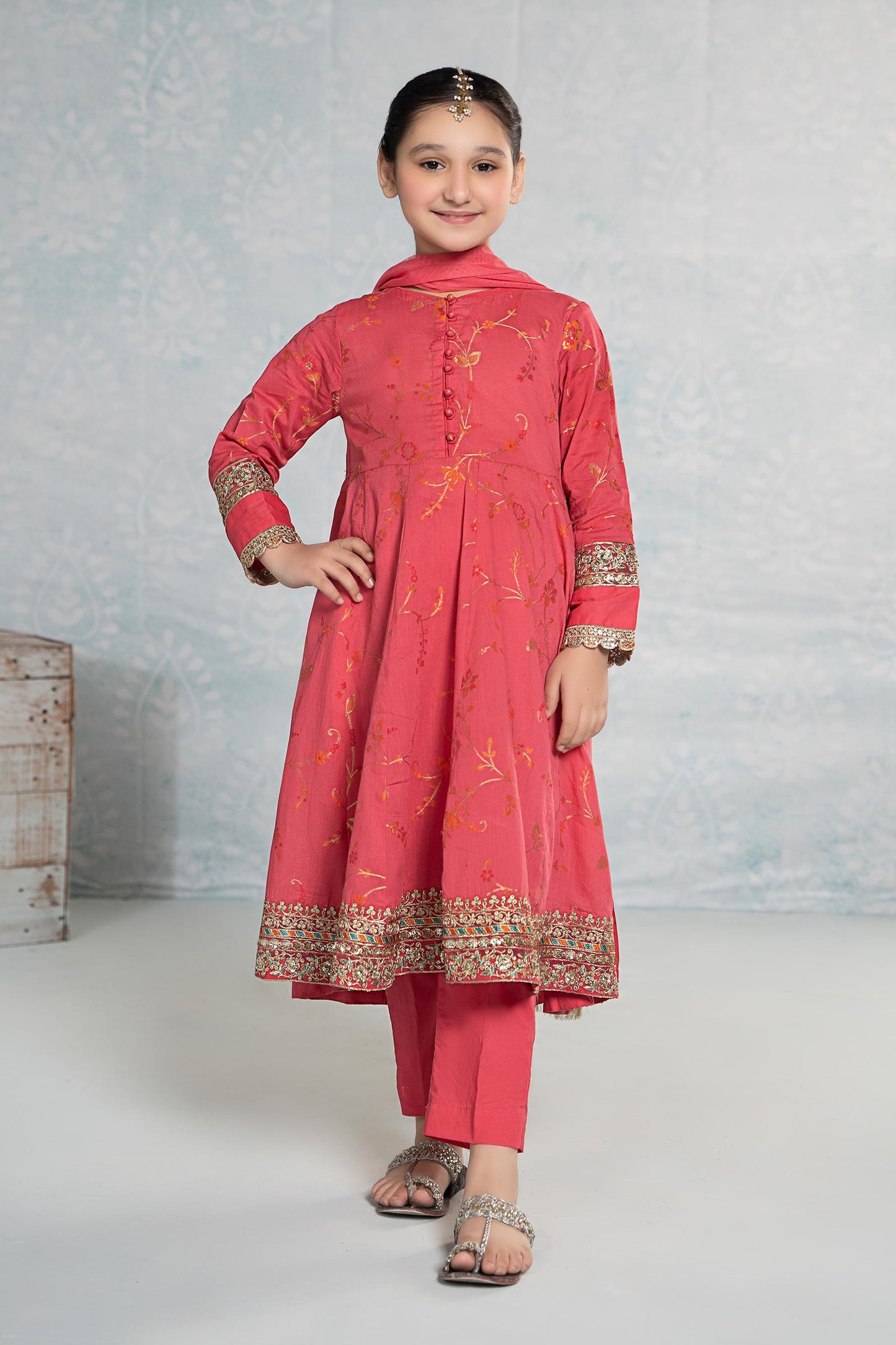 Maria B | 3 Piece Embroidered Jacquard Broshiasuit | MKD-EF24-23 4-Feb Pink