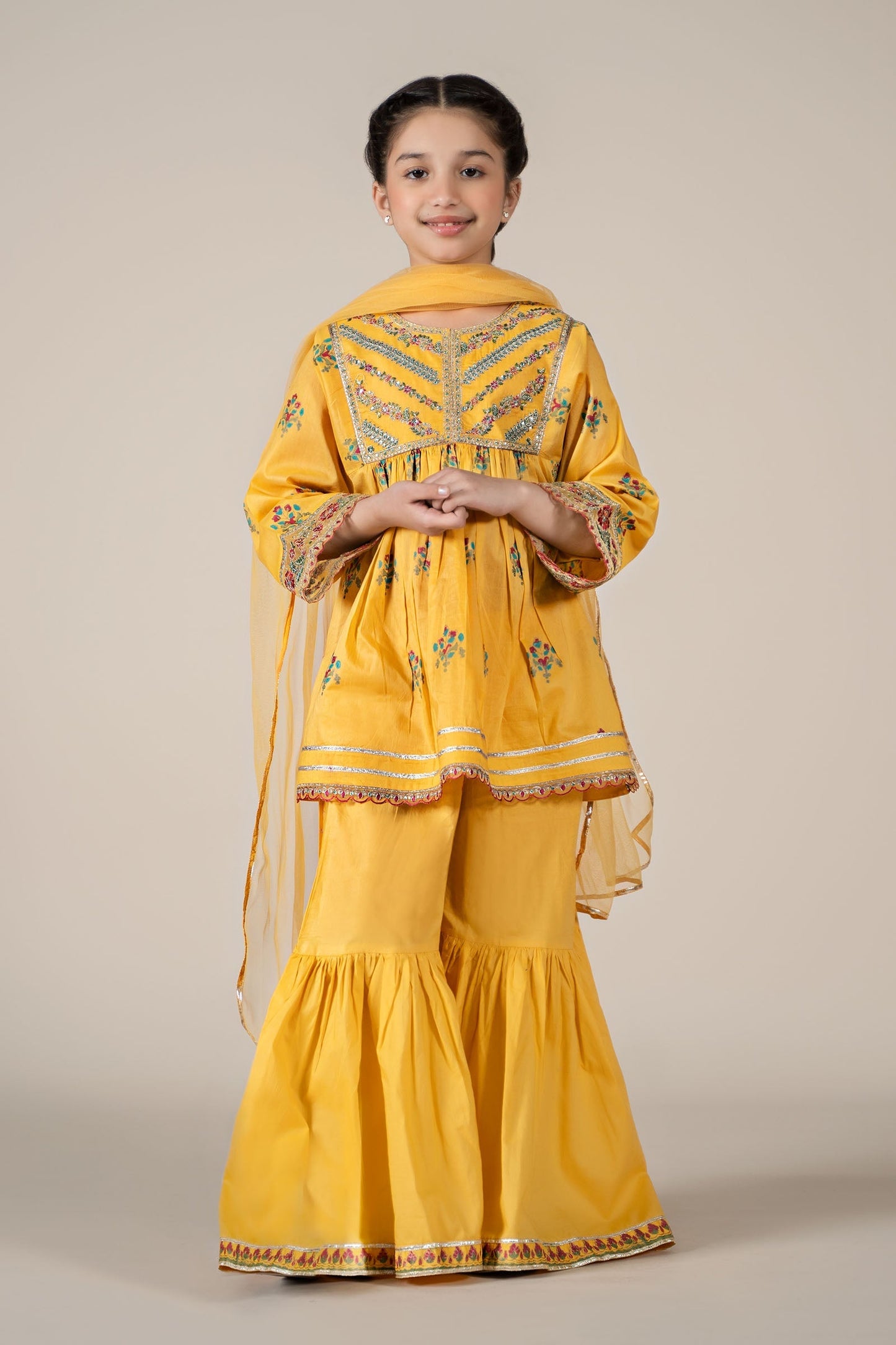 Maria B | 3 Piece Embroidered Lawn Suit | MKD-EF25-15 4-Feb Yellow