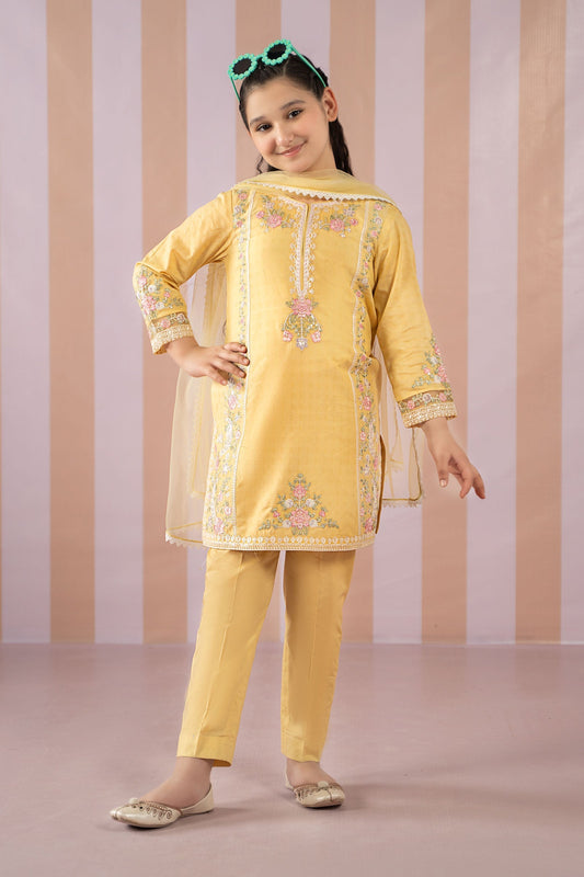 Maria B | 3 Piece Embroidered Dobby Lawn Suit | MKD-EF25-50 4-Feb Yellow
