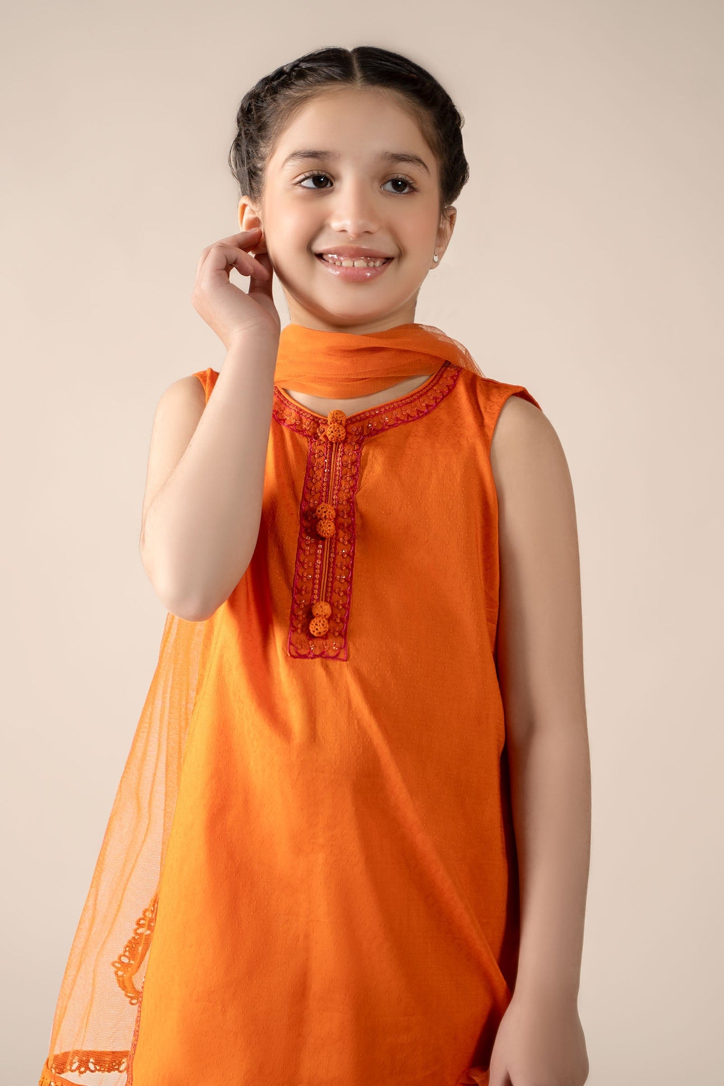 Maria B | 3 Piece Embroidered Dobby Lawn Suit | MKD-EF25-54 6-Apr Orange