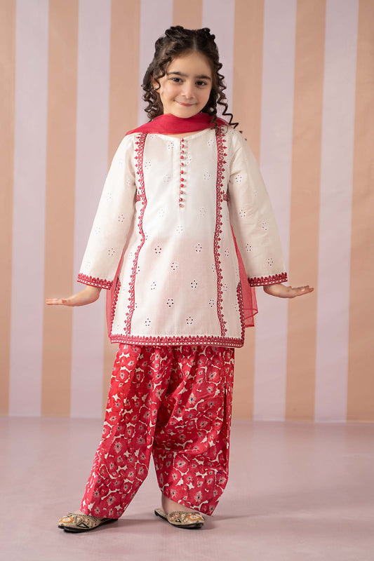 Maria B | 3 Piece Embroidered Lawn Suit | MKD-EF25-66 4-Feb White