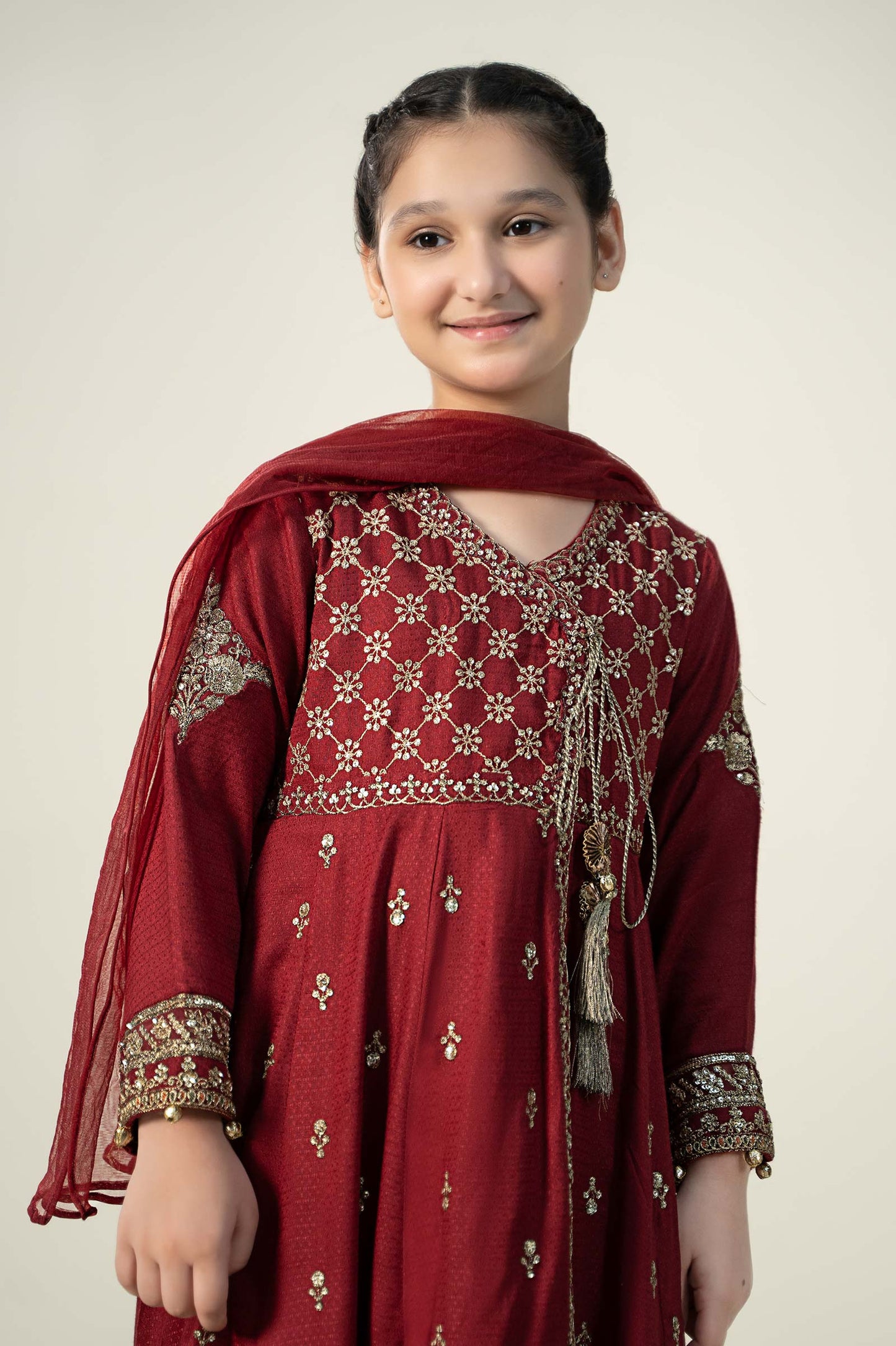 Maria B | 3 Piece Embroidered Linen Suit | MKD-W24-02 6-Apr Red