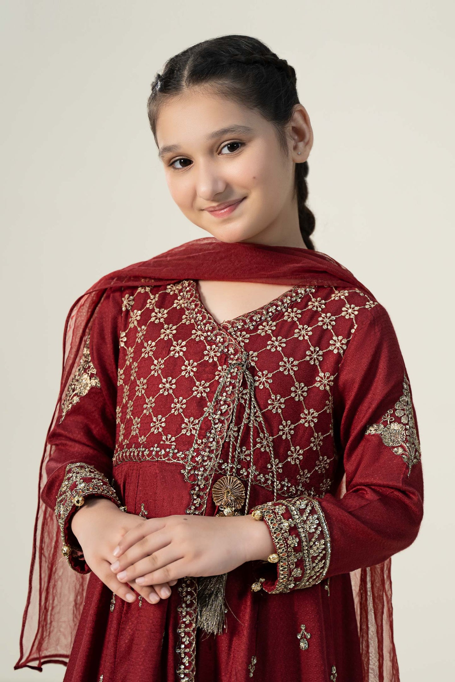 Maria B | 3 Piece Embroidered Linen Suit | MKD-W24-02 8-Jun Red