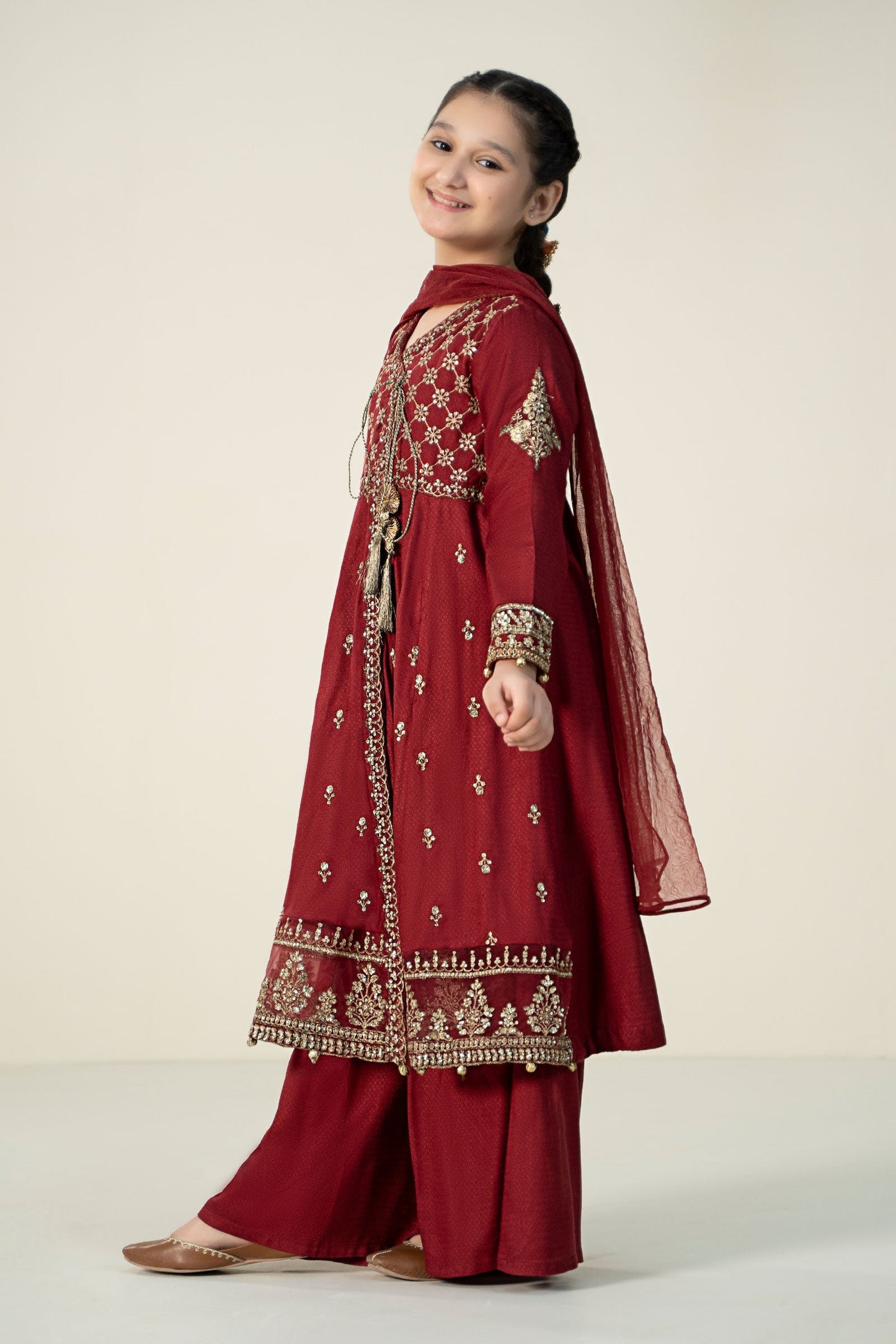 Maria B | 3 Piece Embroidered Linen Suit | MKD-W24-02 12-Oct Red