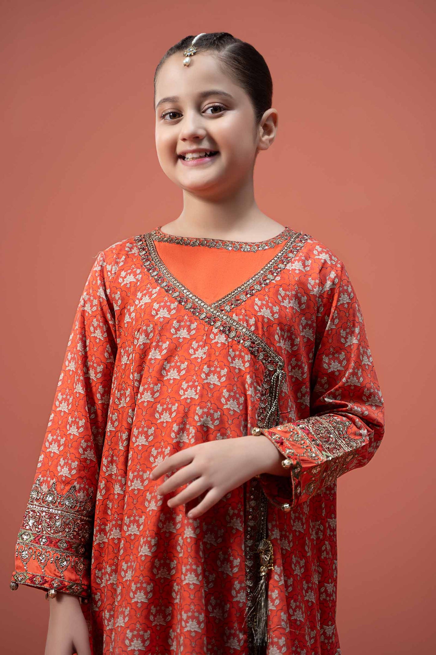 Maria B | 3 Piece Printed Linen Suit | MKD-W24-16 10-Aug Orange