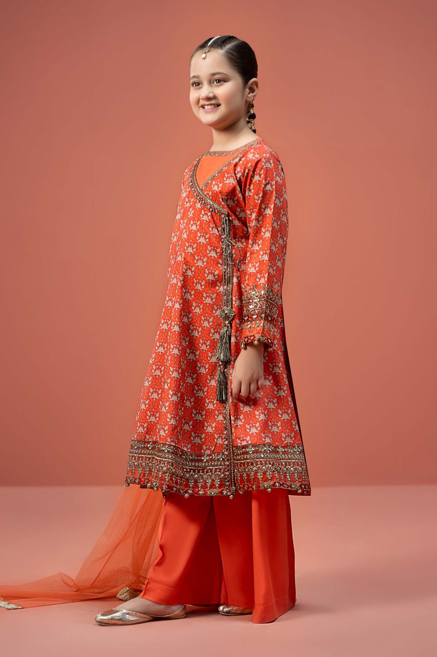 Maria B | 3 Piece Printed Linen Suit | MKD-W24-16 14-Dec Orange