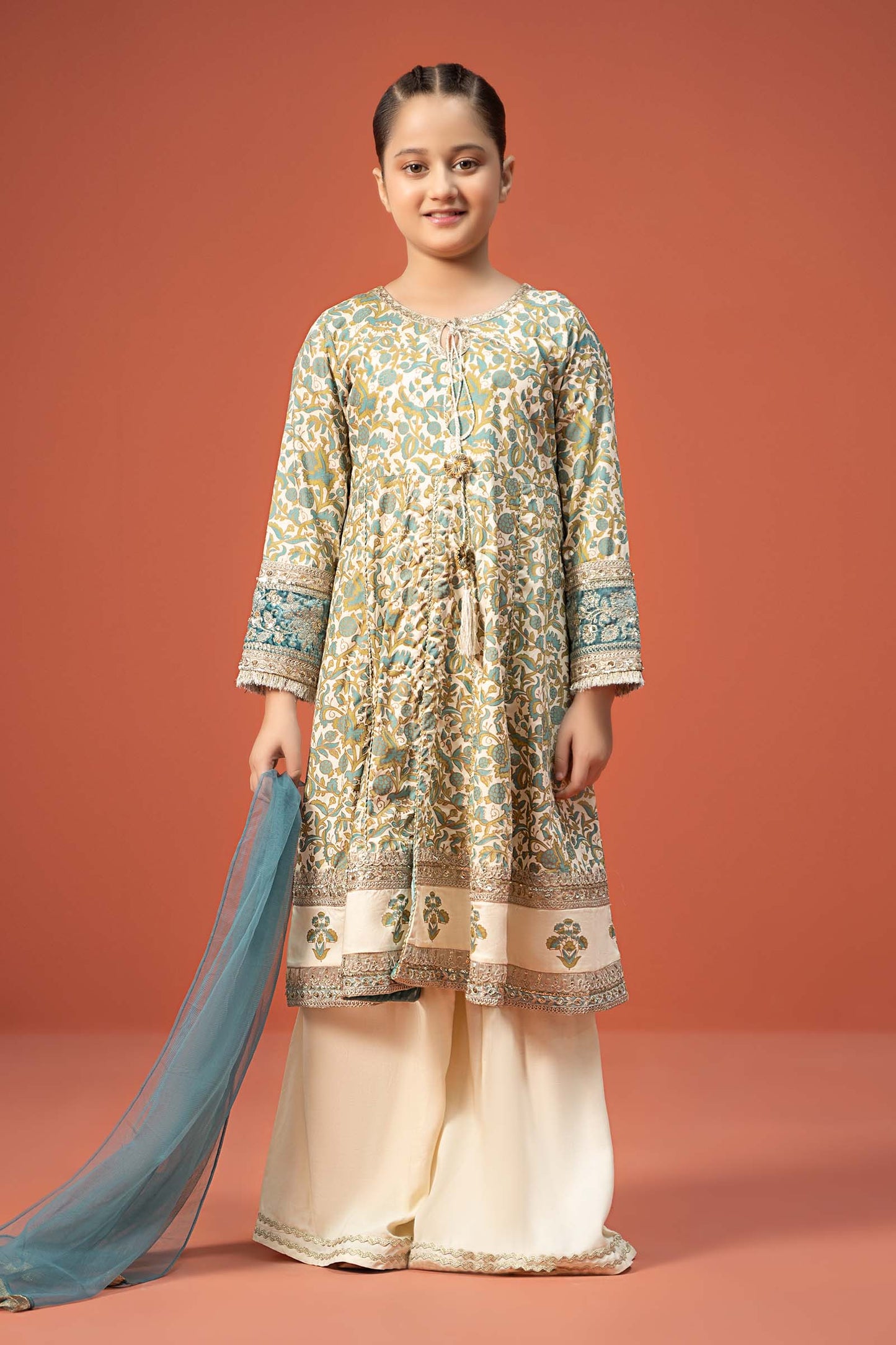 Maria B | 3 Piece Printed Linen Suit | MKD-W24-25 4-Feb White
