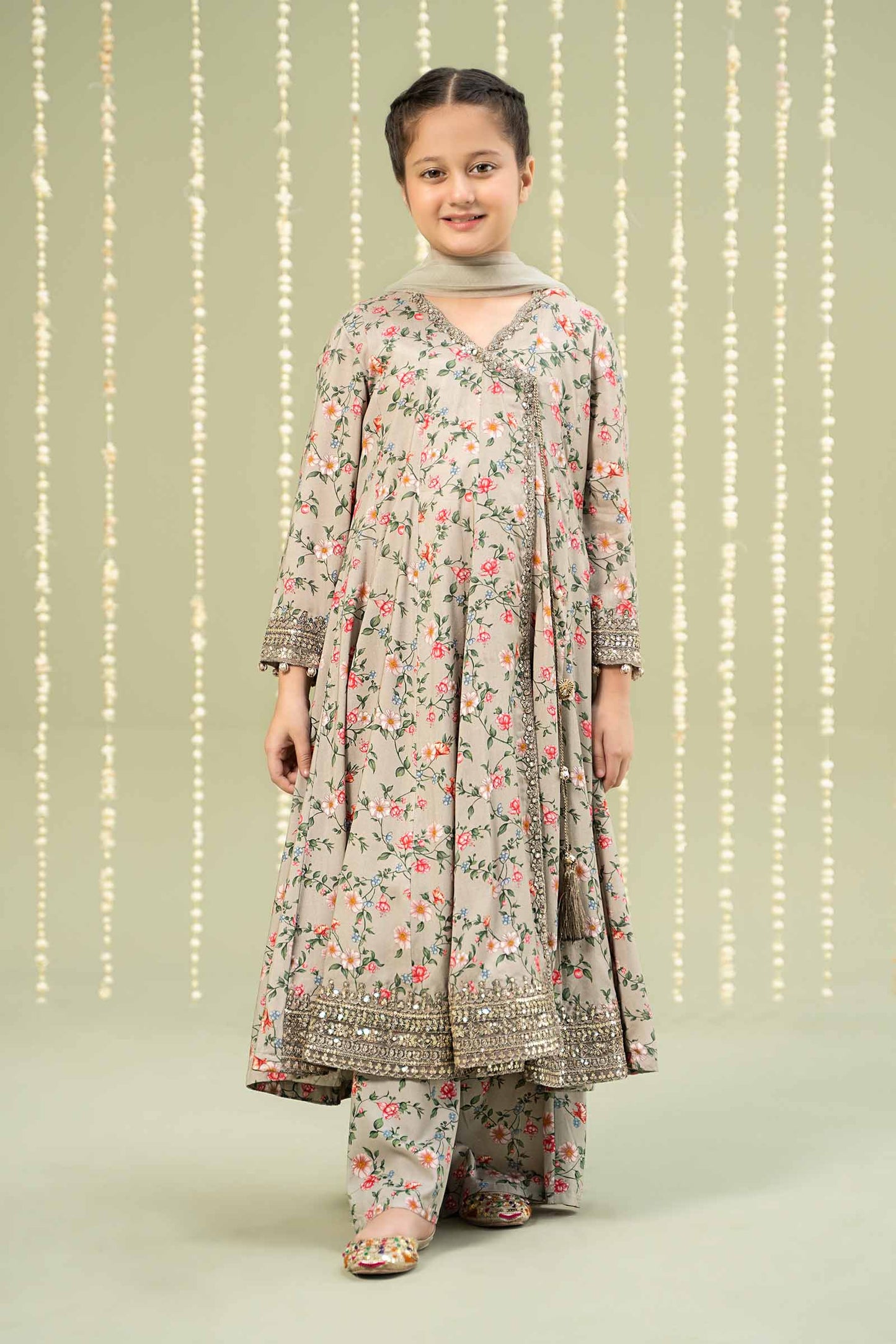 Maria B | 3 Piece Printed Linen Suit | MKD-W24-26 4-Feb Beige
