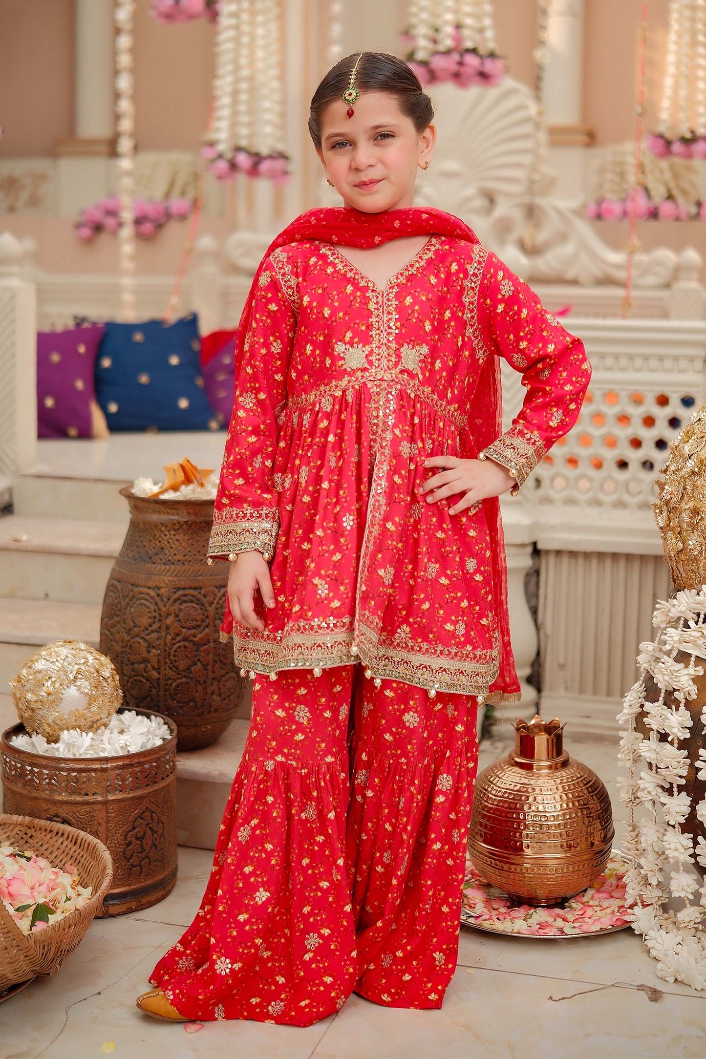 Maria B | 3 Piece Embroidered Marina Twill Suit | MKD-W24-12 4-Feb Pink